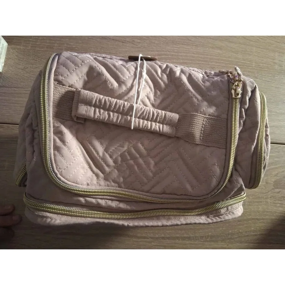 Bagsmart Quilted Toiletry Bag Pink Travel Cosmetic Makeup Organizer Case